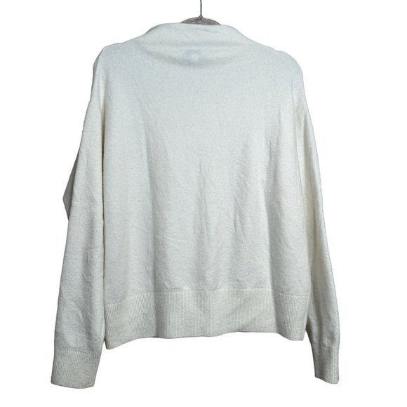 Nordstrom Collection Sweater M  Funnel Neck Wool Blend Ivory White - Picture 4 of 8